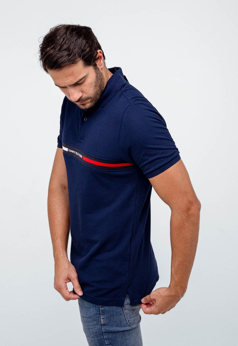 Polo Logo Faixa Peito Marinho