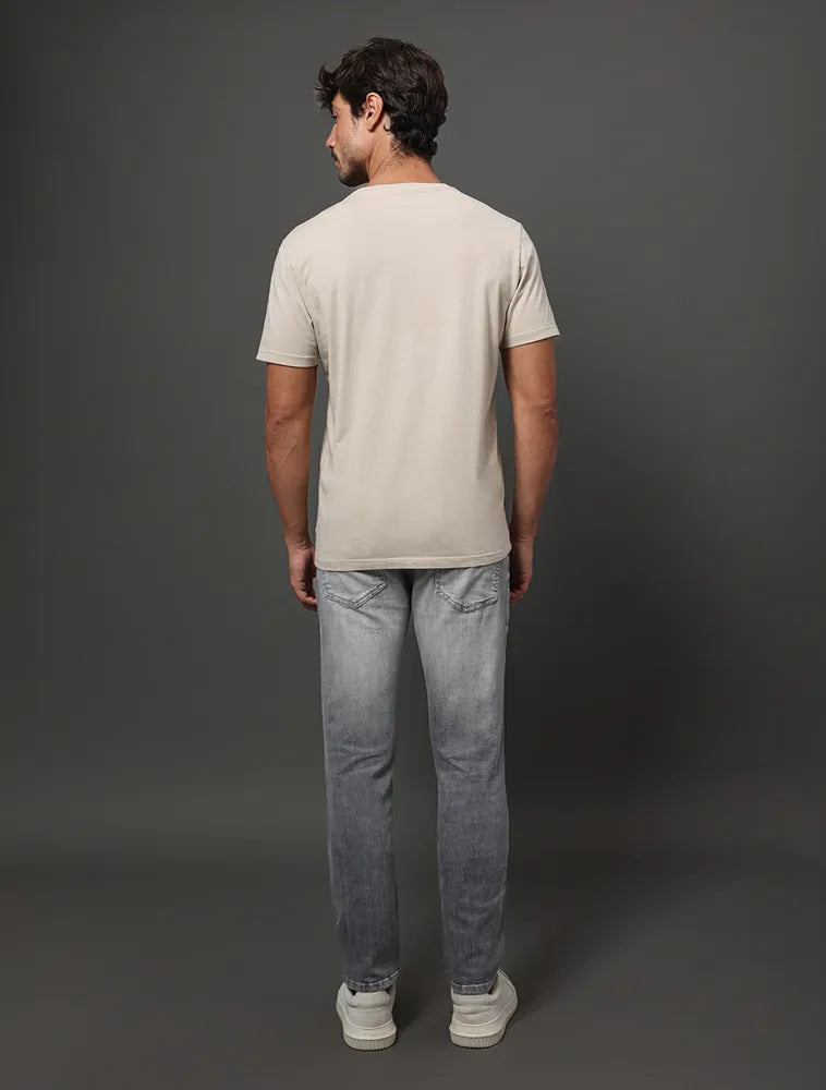 Camiseta Masculina Reissue Peito Jeans Caqui Claro