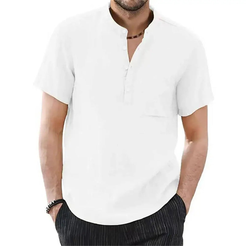 Camisa Linho Masculina Casual 100% Algodão e manga curta