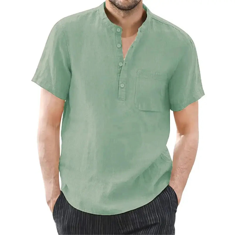 Camisa Linho Masculina Casual 100% Algodão e manga curta