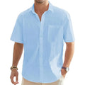 Camisa Linho Masculina Verão 100% Linho, manga curta