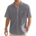 Camisa Linho Masculina Verão 100% Linho, manga curta