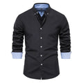 Camisa Masculina Casual oxford manga longa e fechamento com botões