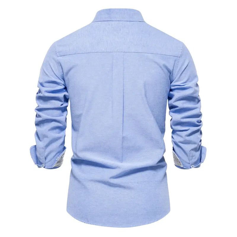Camisa Masculina Casual oxford manga longa e fechamento com botões
