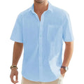 Camisa Masculina 100% Linho De Manga Curta e fechamento em botões