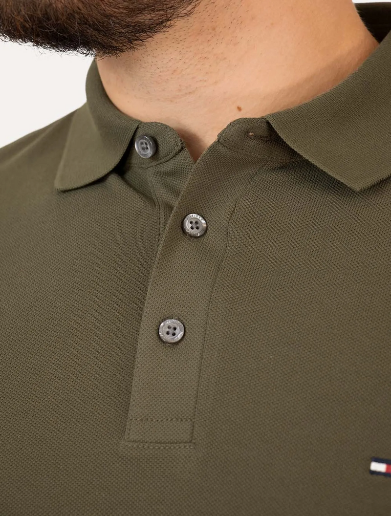 Polo Slim Piquet Classic Flag Verde Militar
