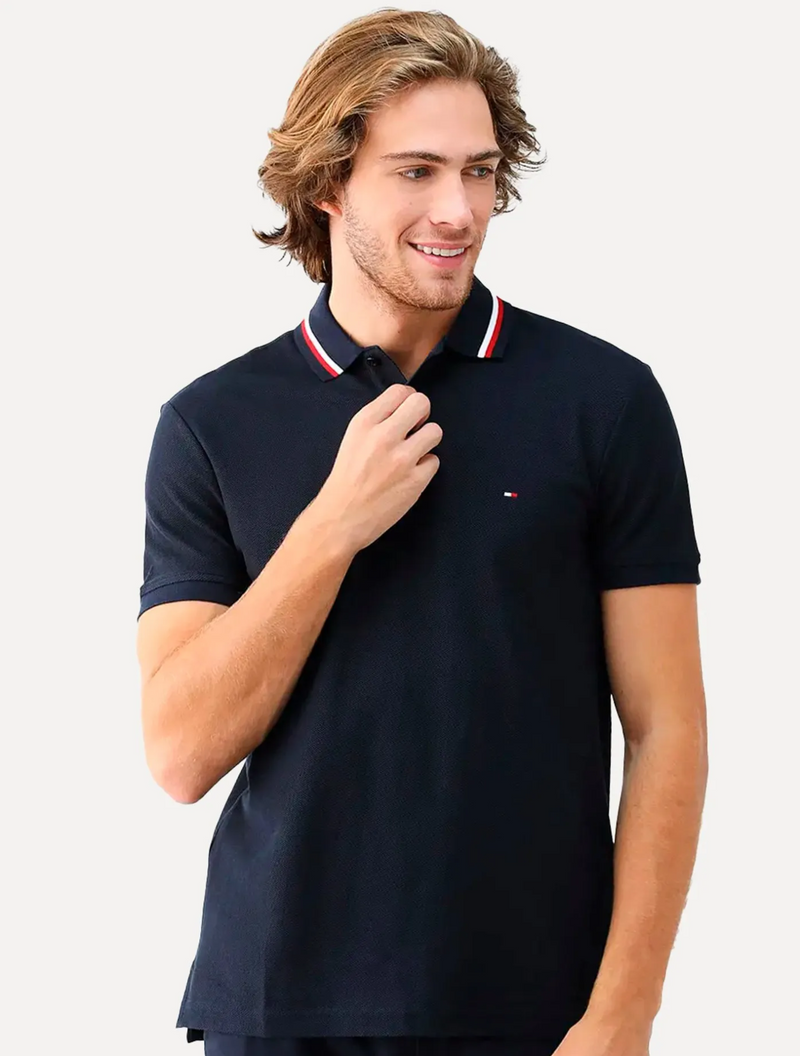 Polo Masculina Regular Fit Collar Azul Marinho