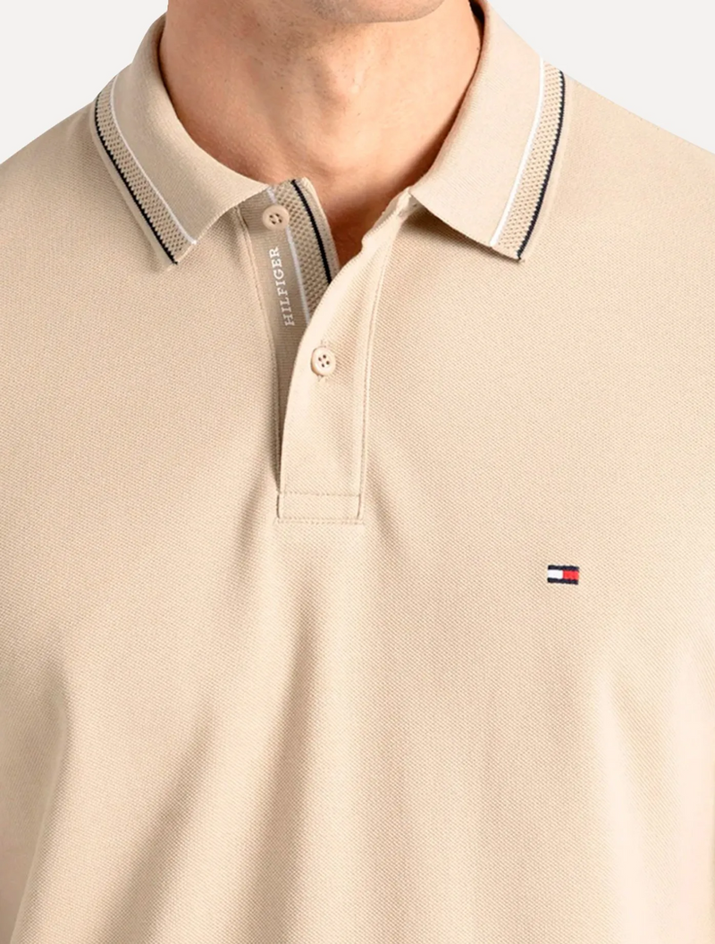 Polo Masculina Regular Placket Interest Cáqui