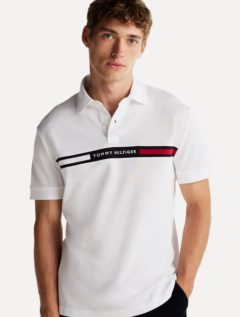 Polo Masculina Regular Chest Insert Logo Branca