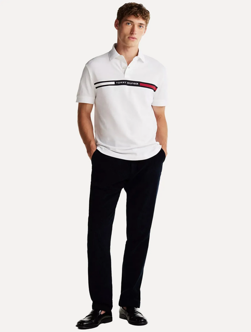 Polo Masculina Regular Chest Insert Logo Branca