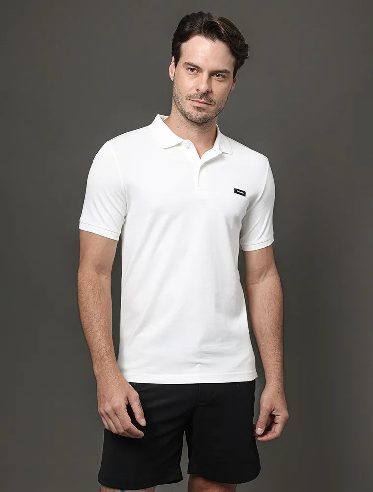 Polo Masculina Slim Piquet Branco