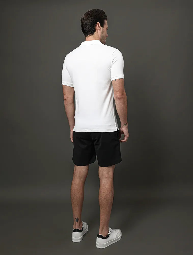 Polo Masculina Slim Piquet Branco