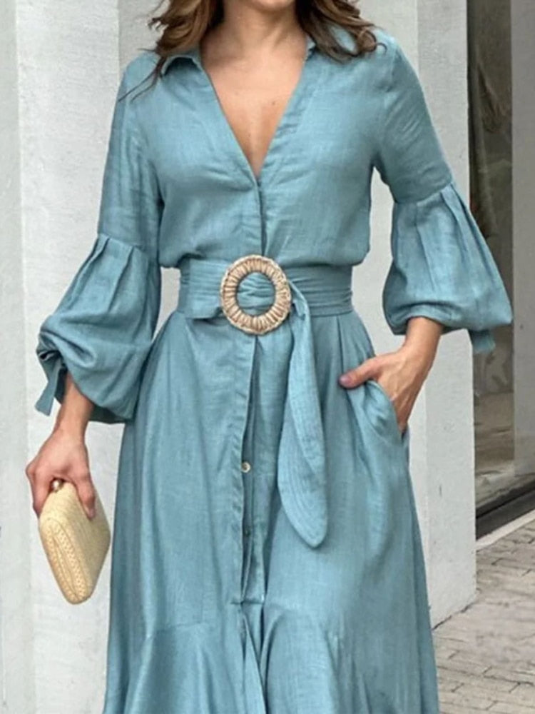 Vestido Feminino Longo Para a Primavera - Vintage