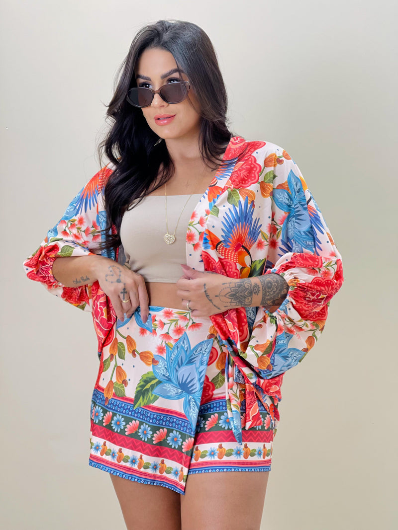 Conjunto Morgana Araras Tropicais