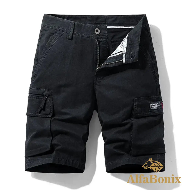 Summer Mens Multi Pockets Cotton Cargo Shorts Men Fashion Solid Quick Dry Outdoor Breathable