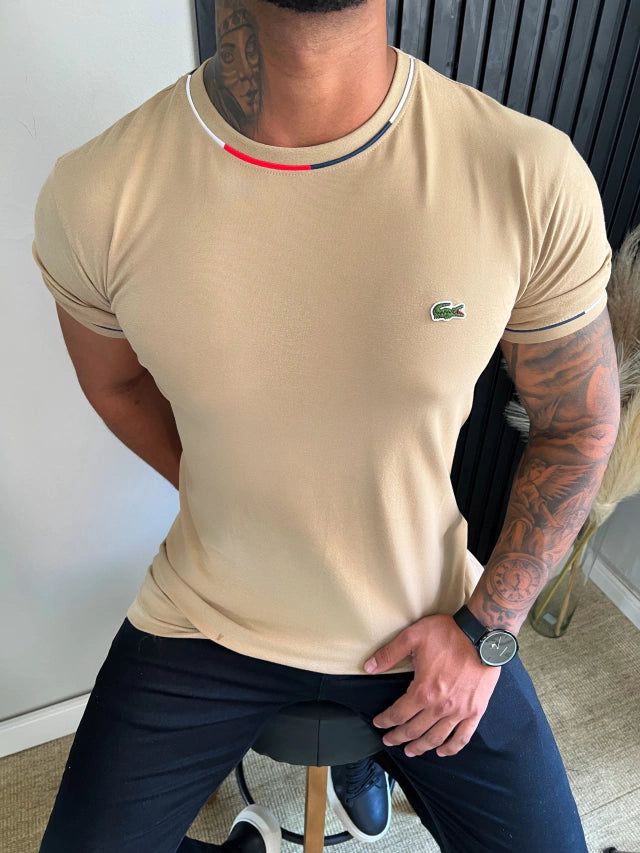 CAMISETA LACOSTE DETALHES - NUDE