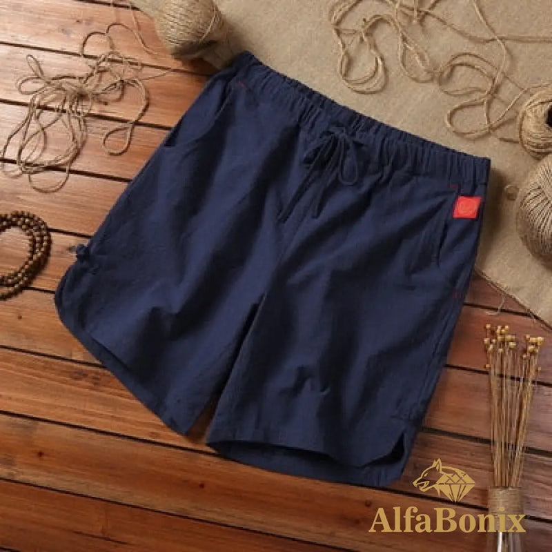 Short Alfa Linen Azul Marinho / P