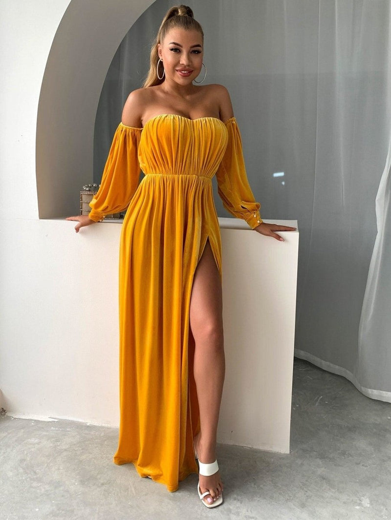 Vestido Egipiz - LUV Mulher - VD050 - Vestido Egipiz - Mostarda - P -