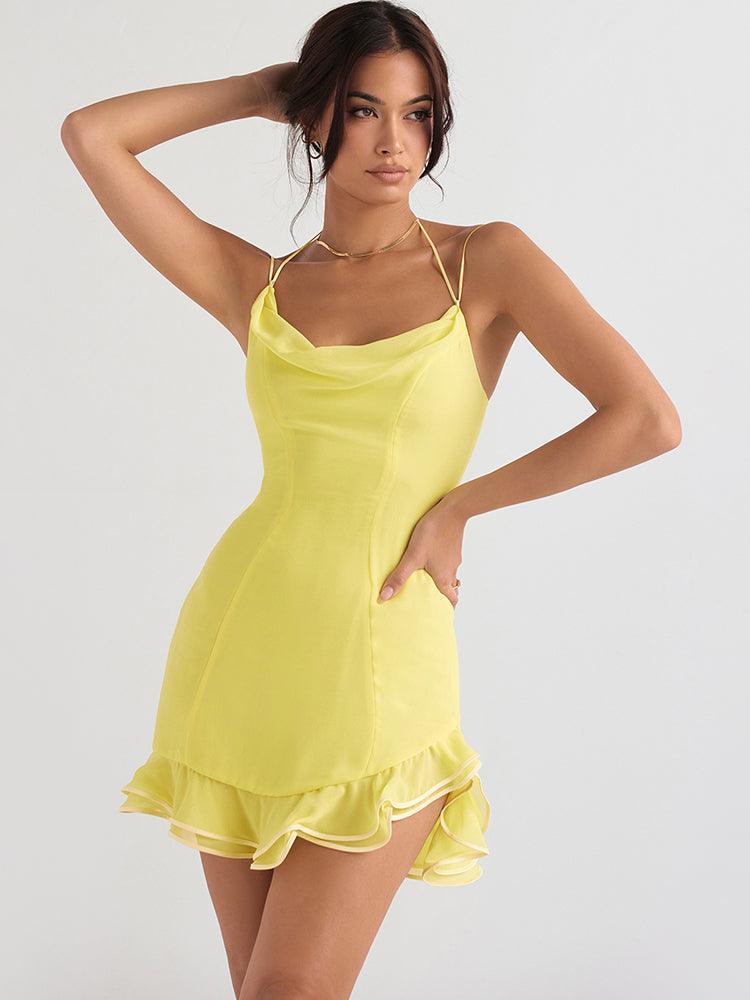 Vestido Neck - LUV Mulher - VD075 - Vestido Neck - Amarelo - PP -