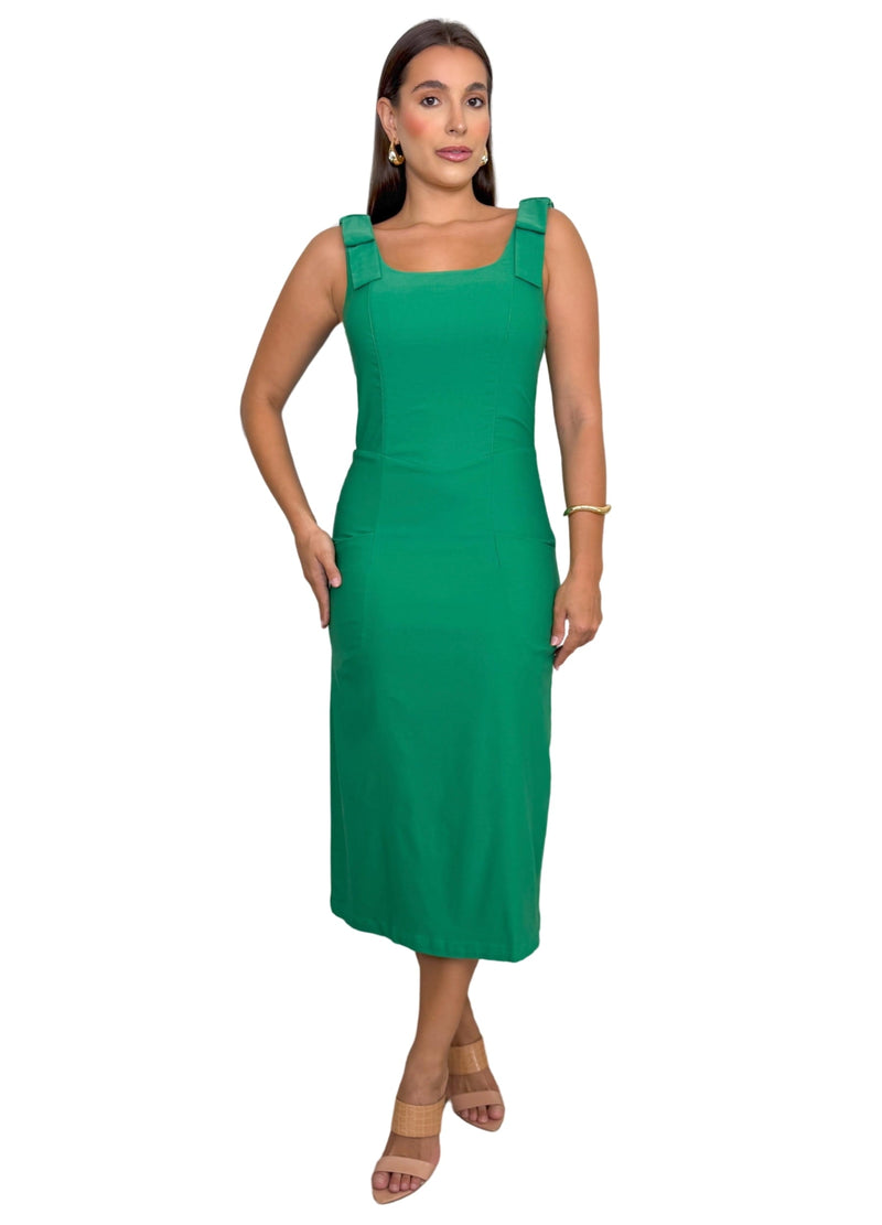 Vestido Midi com Laço no Ombro