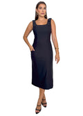 Vestido Midi com Laço no Ombro