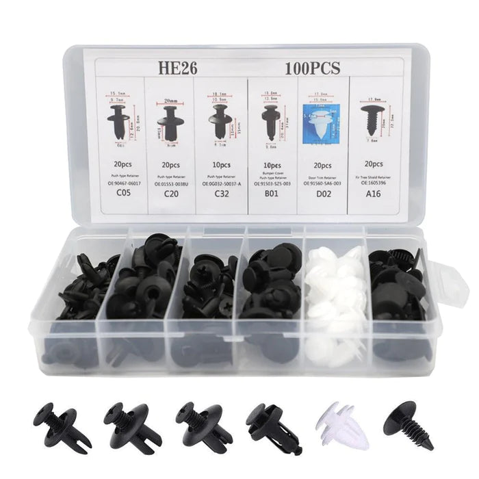 Kit com 100 Rebite Fixadores para Carro