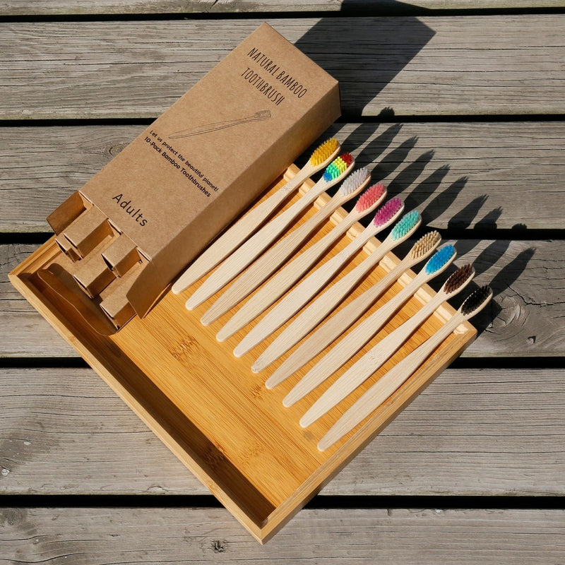 Kit com 10 Escovas de Dentes de Bambu Reutilizável